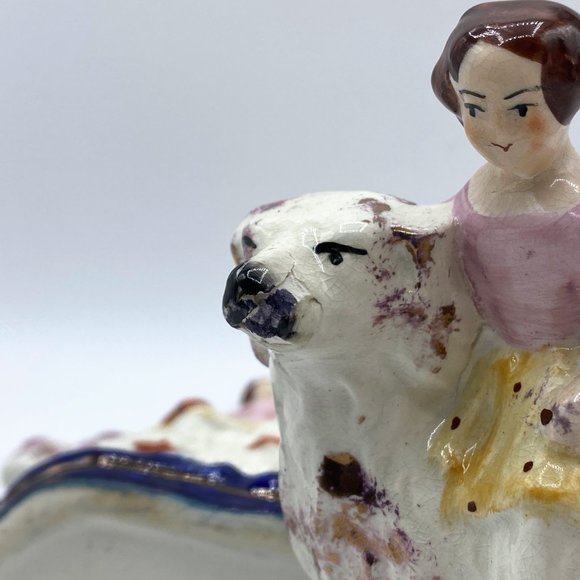c1900 Antique Pair of Staffordshire Royal Children on Spaniels - Picture 12 of 15